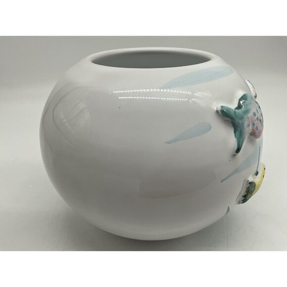 Italian Round Pottery Fish Bowl Vase 3D Fish Hand Crafted Hand Vintage Collectib - Picture 9 of 15